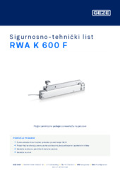 RWA K 600 F Sigurnosno-tehnički list HR