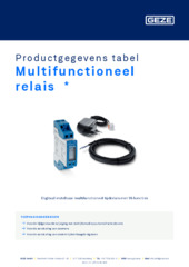 Multifunctioneel relais  * Productgegevens tabel NL