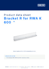 Bracket R for RWA K 600  * Product data sheet EN