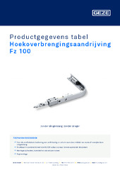 Hoekoverbrengingsaandrijving Fz 100 Productgegevens tabel NL