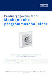 Mechanische programmaschakelaar Productgegevens tabel NL