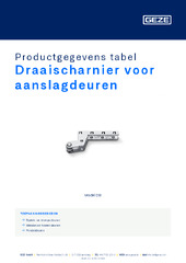 Draaischarnier voor aanslagdeuren Productgegevens tabel NL