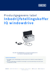 Inbedrijfstellingskoffer IQ windowdrive Productgegevens tabel NL