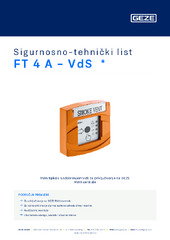 FT 4 A - VdS  * Sigurnosno-tehnički list HR
