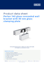 Perlan 140 glass concealed wall bracket with 30 mm glass clamping plate Product data sheet EN