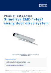 Slimdrive EMD 1-leaf swing door drive system Product data sheet EN