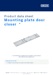 Mounting plate door closer  * Product data sheet EN