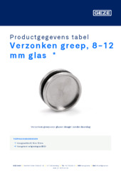 Verzonken greep, 8-12 mm glas  * Productgegevens tabel NL