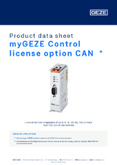 myGEZE Control license option CAN  * Product data sheet EN