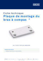 Plaque de montage du bras à compas  * Fiche technique FR
