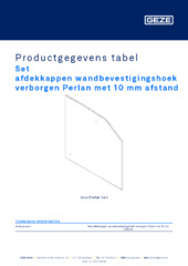 Set afdekkappen wandbevestigingshoek verborgen Perlan met 10 mm afstand Productgegevens tabel NL