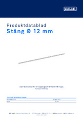 Stång Ø 12 mm Produktdatablad SV