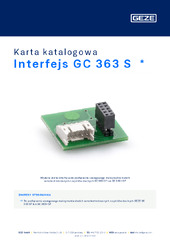 Interfejs GC 363 S  * Karta katalogowa PL