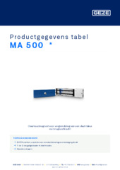MA 500  * Productgegevens tabel NL