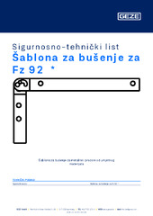 Šablona za bušenje za Fz 92  * Sigurnosno-tehnički list HR