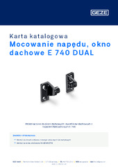 Mocowanie napędu, okno dachowe E 740 DUAL Karta katalogowa PL