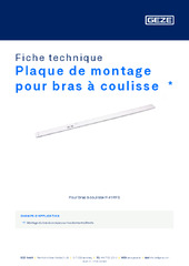 Plaque de montage pour bras à coulisse  * Fiche technique FR