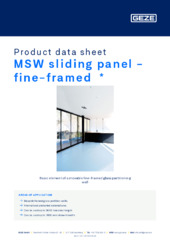 MSW sliding panel - fine-framed  * Product data sheet EN