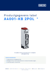 A4001-KB 2POL  * Productgegevens tabel NL