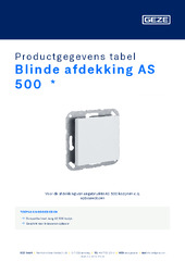 Blinde afdekking AS 500  * Productgegevens tabel NL