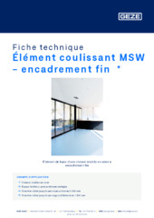 Élément coulissant MSW - encadrement fin  * Fiche technique FR