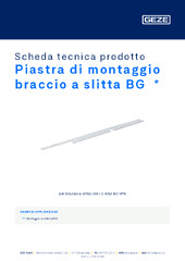 Piastra di montaggio braccio a slitta BG  * Scheda tecnica prodotto IT
