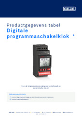 Digitale programmaschakelklok  * Productgegevens tabel NL