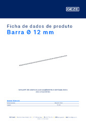 Barra Ø 12 mm Ficha de dados de produto PT