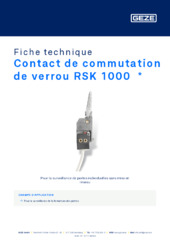 Contact de commutation de verrou RSK 1000  * Fiche technique FR