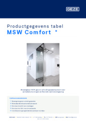 MSW Comfort  * Productgegevens tabel NL