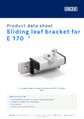 Sliding leaf bracket for E 170  * Product data sheet EN