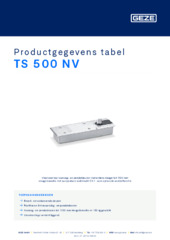 TS 500 NV Productgegevens tabel NL