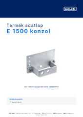 E 1500 konzol Termék adatlap HU