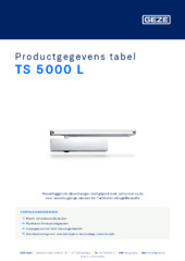 TS 5000 L Productgegevens tabel NL