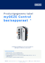 myGEZE Control basisapparaat  * Productgegevens tabel NL