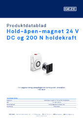 Hold-åpen-magnet 24 V DC og 200 N holdekraft Produktdatablad NB
