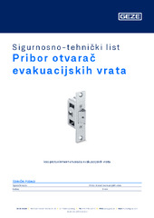 Pribor otvarač evakuacijskih vrata Sigurnosno-tehnički list HR