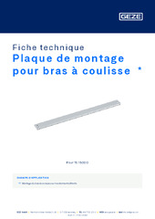 Plaque de montage pour bras à coulisse  * Fiche technique FR