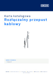 Rozłączalny przepust kablowy Karta katalogowa PL