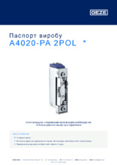 A4020-PA 2POL  * Паспорт виробу UK