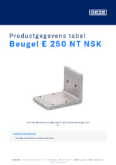 Beugel E 250 NT NSK Productgegevens tabel NL