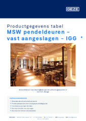 MSW pendeldeuren - vast aangeslagen - IGG  * Productgegevens tabel NL
