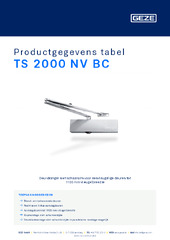 TS 2000 NV BC Productgegevens tabel NL