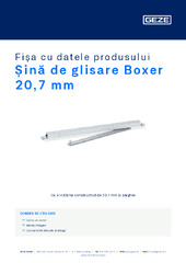 Șină de glisare Boxer 20,7 mm Fișa cu datele produsului RO