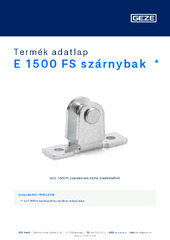 E 1500 FS szárnybak  * Termék adatlap HU