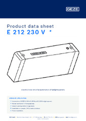 E 212 230 V  * Product data sheet EN