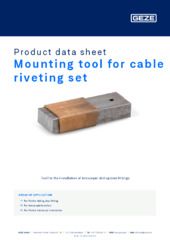 Mounting tool for cable riveting set Product data sheet EN