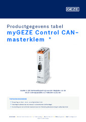myGEZE Control CAN-masterklem  * Productgegevens tabel NL