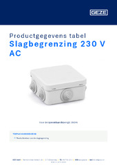 Slagbegrenzing 230 V AC Productgegevens tabel NL