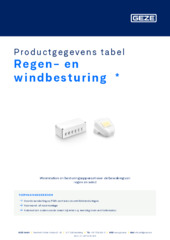 Regen- en windbesturing  * Productgegevens tabel NL